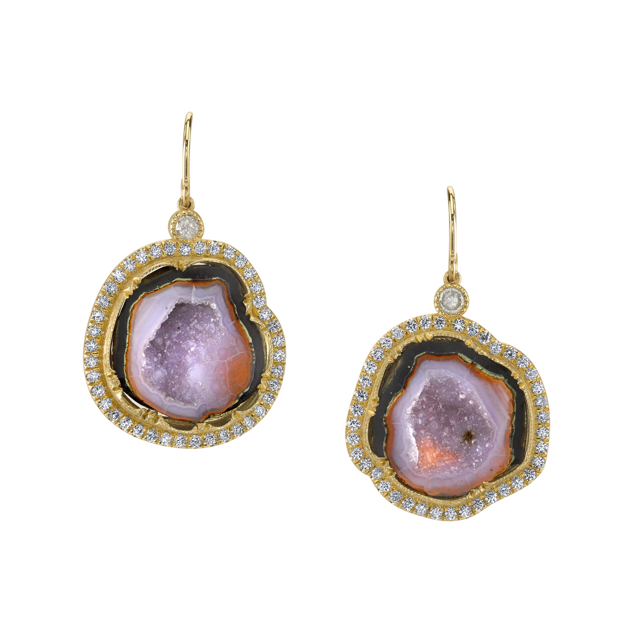 Peach Geode Druzy Earrings