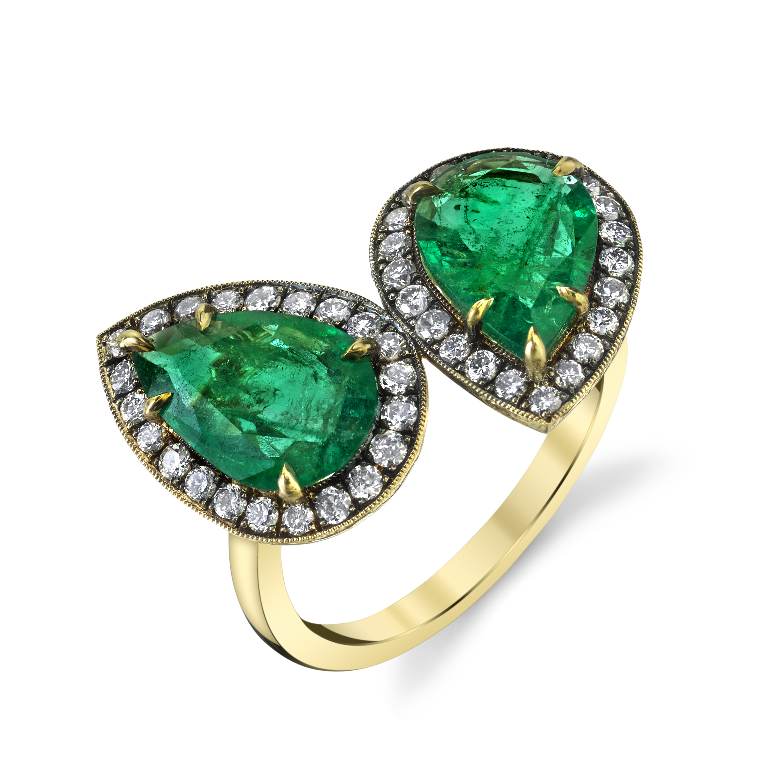 Antique Edwardian Diamond and Emerald Toi et Moi Ring – KFK, Inc.